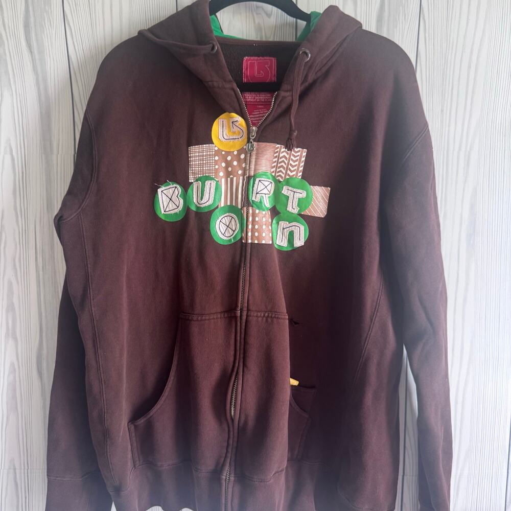 Y2K Burton Vintage Graphic Snowboard Skater Men’s Brown Large Hoodie